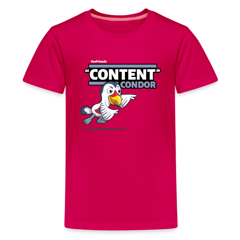 "Content" Condor Character Comfort Kids Tee - dark pink