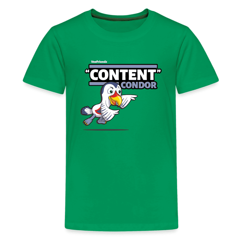 "Content" Condor Character Comfort Kids Tee - kelly green