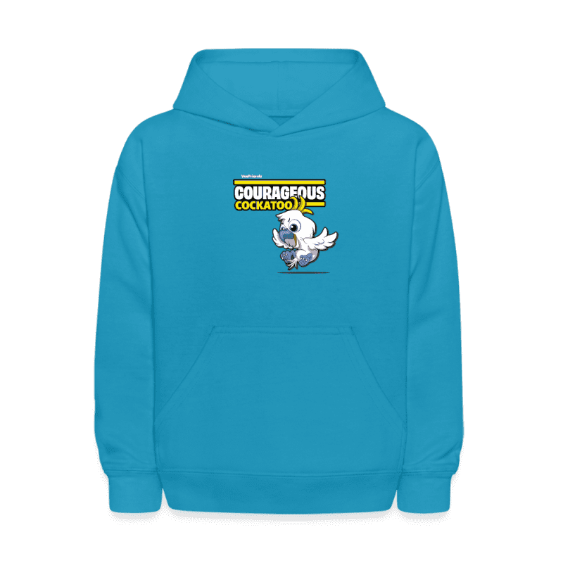 Courageous Cockatoo Character Comfort Kids Hoodie - turquoise