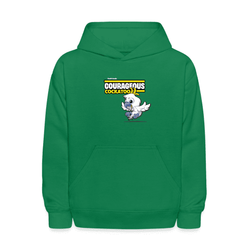 Courageous Cockatoo Character Comfort Kids Hoodie - kelly green