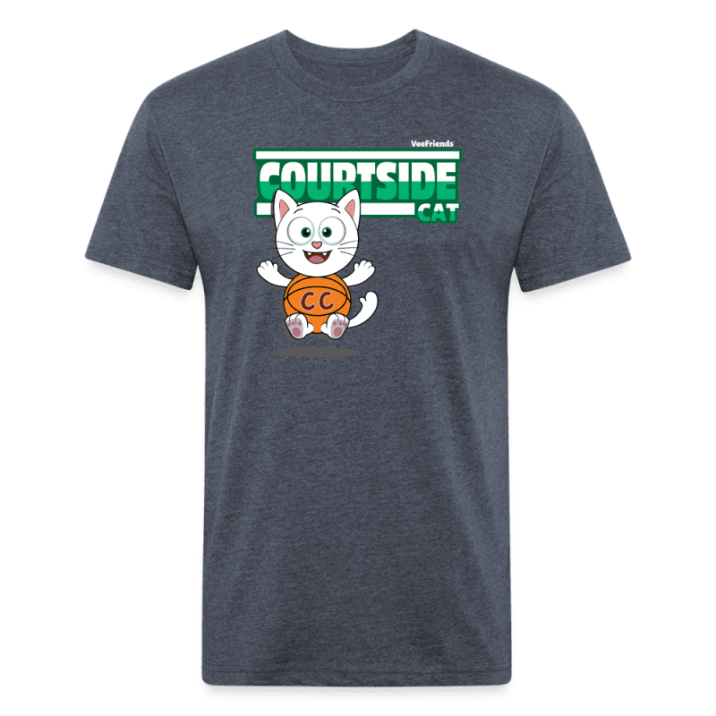 Courtside Cat Character Comfort Adult Tee - heather navy