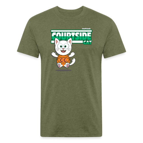 Courtside Cat Character Comfort Adult Tee - heather military green