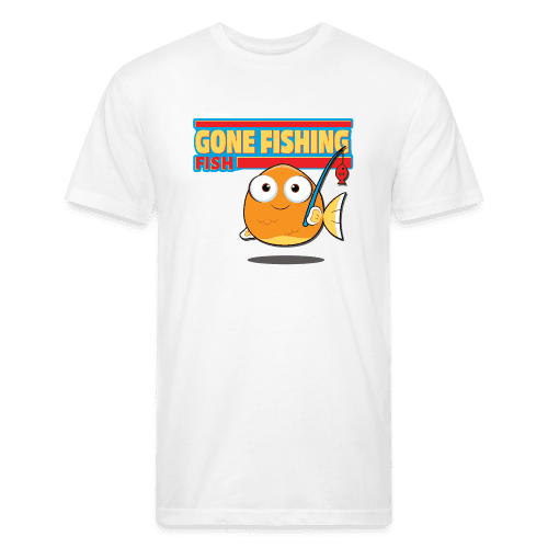 Gone Fishing Fish Character Comfort Adult Tee - white