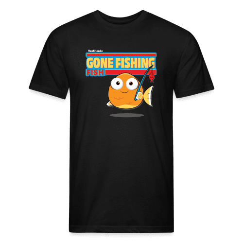 Gone Fishing Fish Character Comfort Adult Tee - black