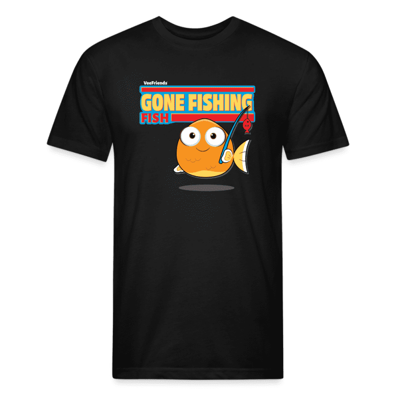 Gone Fishing Fish Character Comfort Adult Tee - black