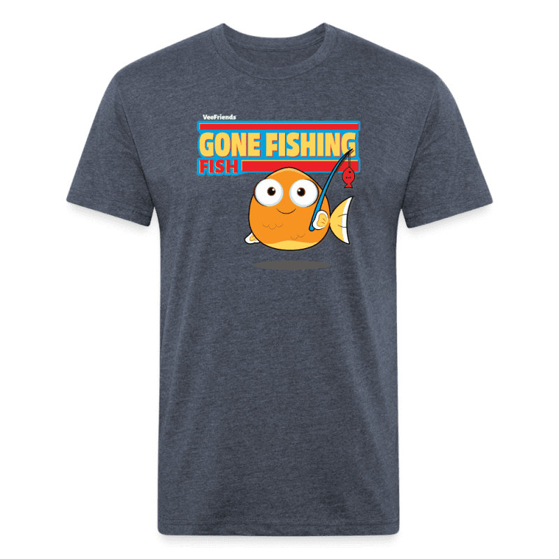 Gone Fishing Fish Character Comfort Adult Tee - heather navy