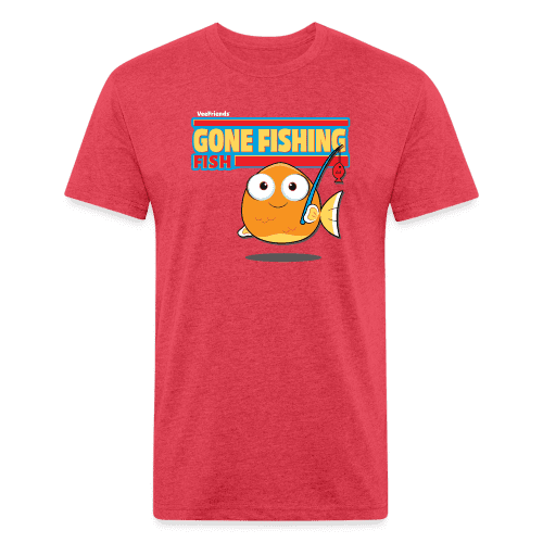 Gone Fishing Fish Character Comfort Adult Tee - heather red