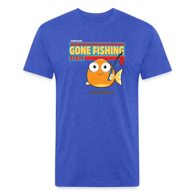 Gone Fishing Fish Character Comfort Adult Tee - heather royal