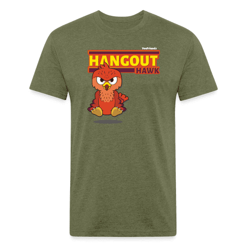 Hangout Hawk Character Comfort Adult Tee - heather military green