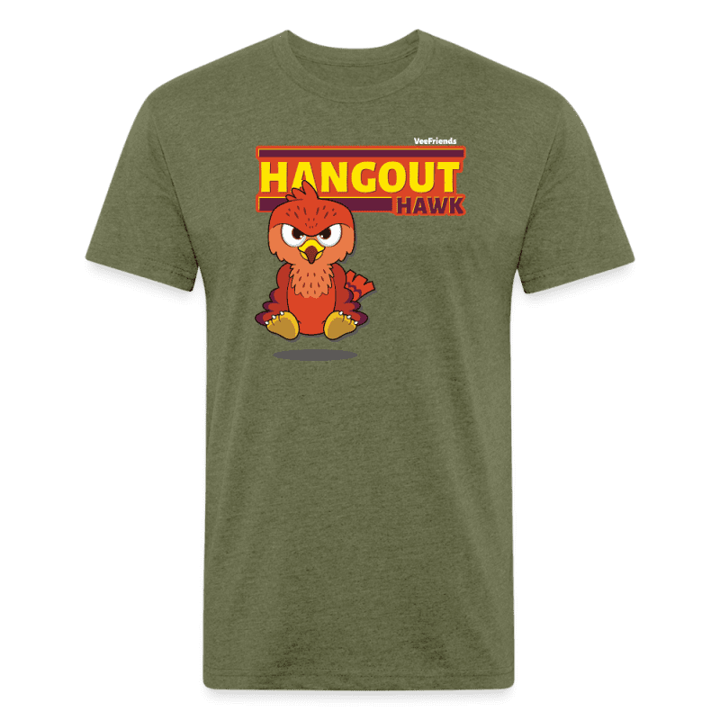 Hangout Hawk Character Comfort Adult Tee - heather military green