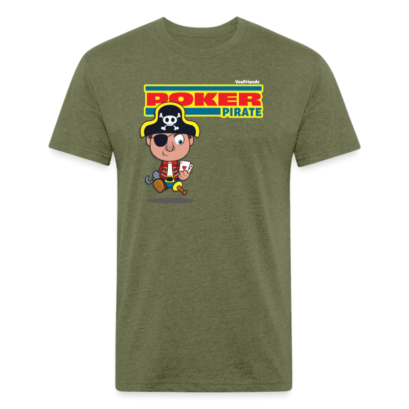 Poker Pirate Character Comfort Adult Tee - heather military green