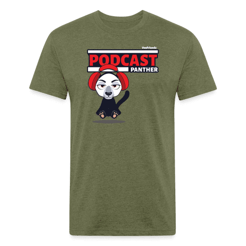 Podcast Panther Character Comfort Adult Tee - heather military green