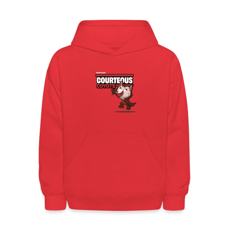 Courteous Coyote Character Comfort Kids Hoodie - red