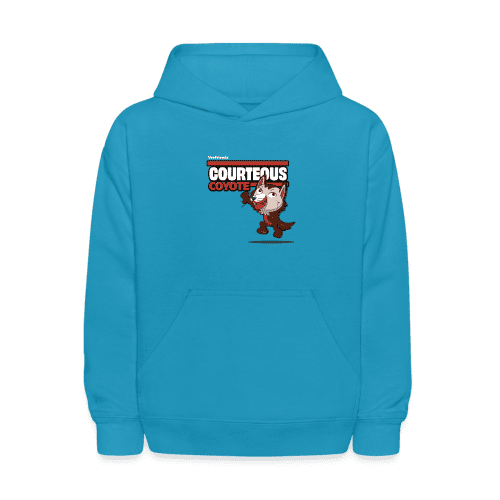 Courteous Coyote Character Comfort Kids Hoodie - turquoise