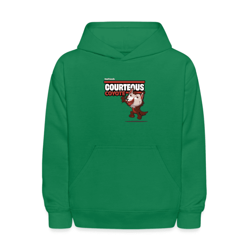 Courteous Coyote Character Comfort Kids Hoodie - kelly green