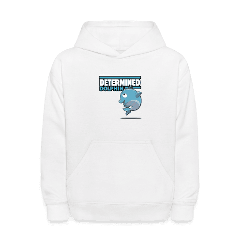 Determined Dolphin Character Comfort Kids Hoodie - white