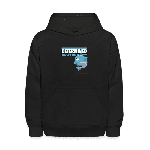 Determined Dolphin Character Comfort Kids Hoodie - black