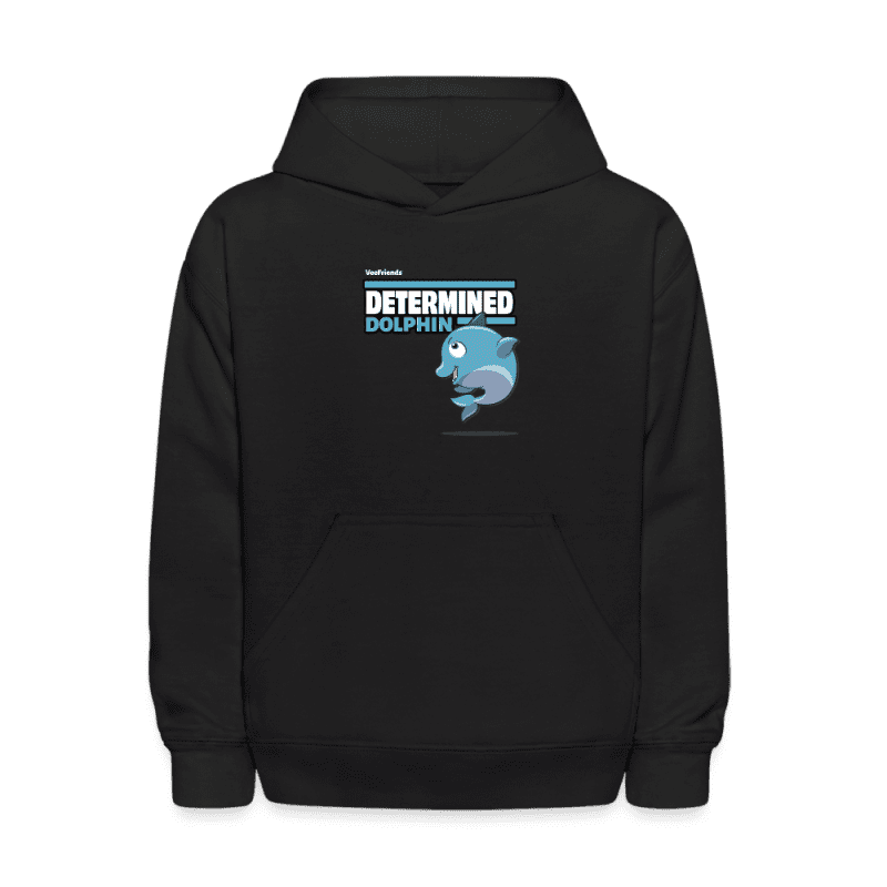 Determined Dolphin Character Comfort Kids Hoodie - black