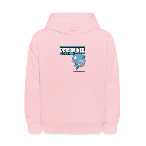 Determined Dolphin Character Comfort Kids Hoodie - pink