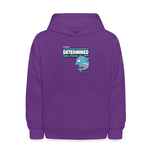 Determined Dolphin Character Comfort Kids Hoodie - purple