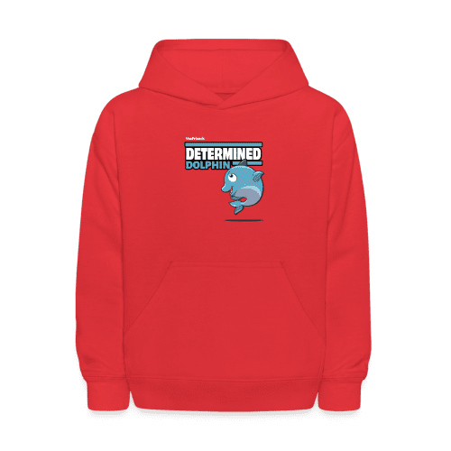 Determined Dolphin Character Comfort Kids Hoodie - red