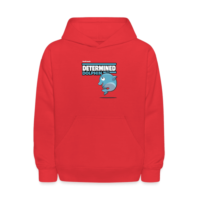 Determined Dolphin Character Comfort Kids Hoodie - red