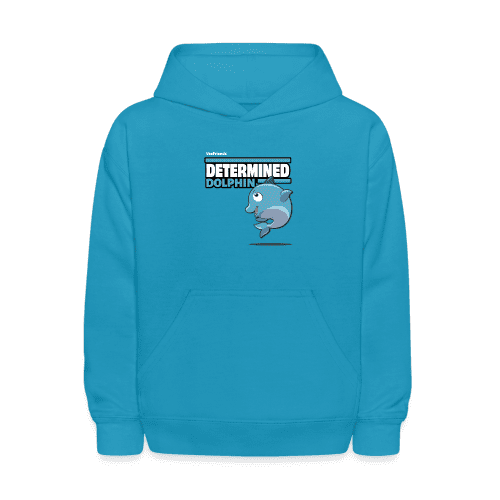 Determined Dolphin Character Comfort Kids Hoodie - turquoise