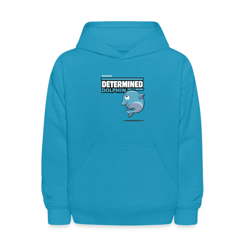 Determined Dolphin Character Comfort Kids Hoodie - turquoise