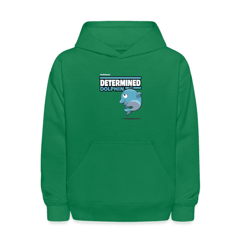 Determined Dolphin Character Comfort Kids Hoodie - kelly green