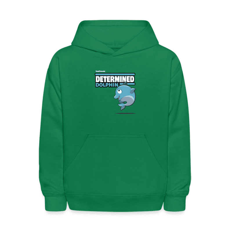 Determined Dolphin Character Comfort Kids Hoodie - kelly green