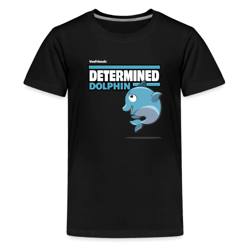 Determined Dolphin Character Comfort Kids Tee - black