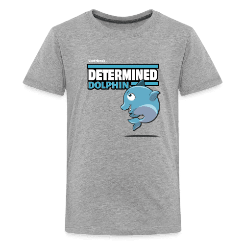 Determined Dolphin Character Comfort Kids Tee - heather gray