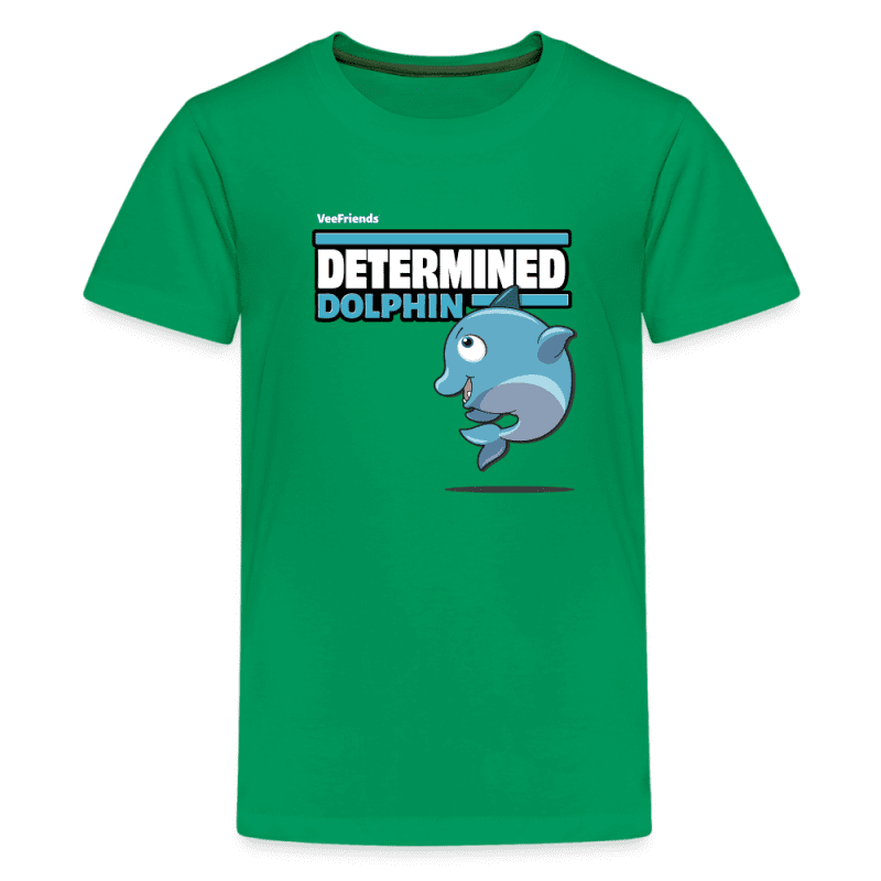 Determined Dolphin Character Comfort Kids Tee - kelly green