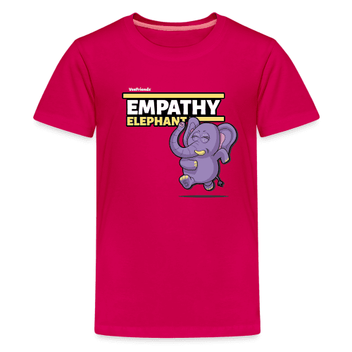 Empathy Elephant Character Comfort Kids Tee - dark pink