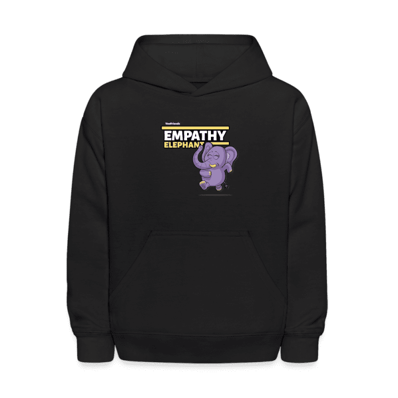 Empathy Elephant Character Comfort Kids Hoodie - black