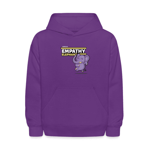 Empathy Elephant Character Comfort Kids Hoodie - purple