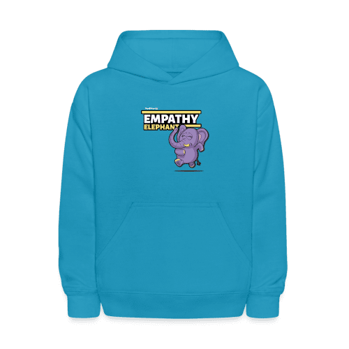 Empathy Elephant Character Comfort Kids Hoodie - turquoise