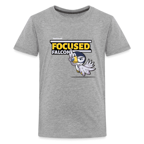 Focused Falcon Character Comfort Kids Tee - heather gray