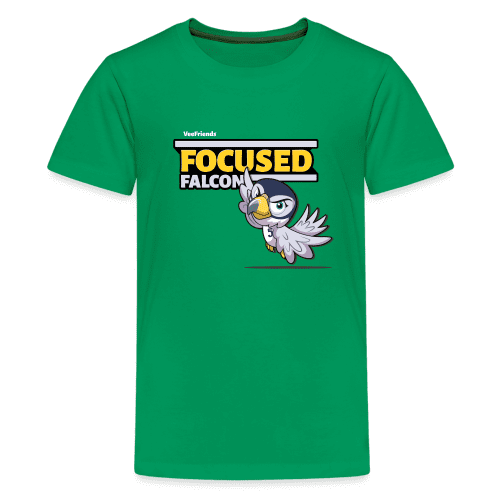 Focused Falcon Character Comfort Kids Tee - kelly green