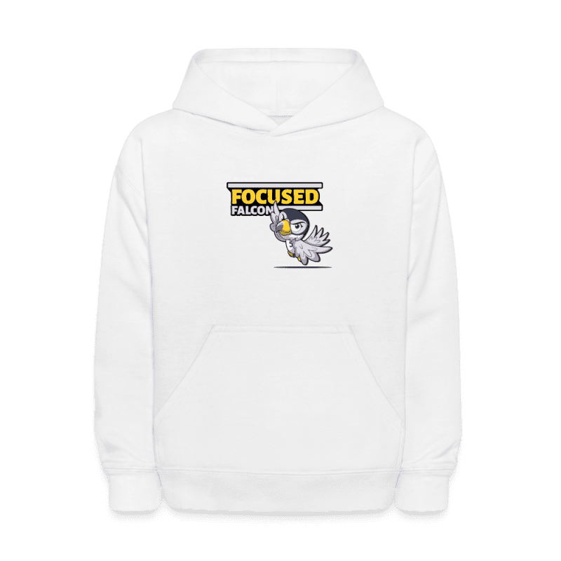 Focused Falcon Character Comfort Kids Hoodie - white