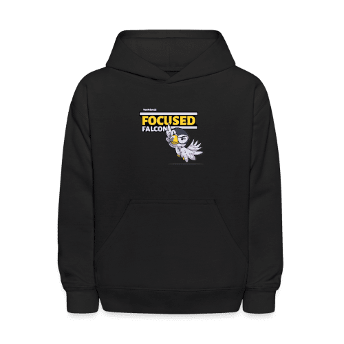 Focused Falcon Character Comfort Kids Hoodie - black