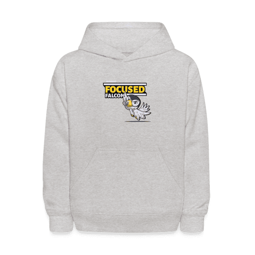 Focused Falcon Character Comfort Kids Hoodie - heather gray