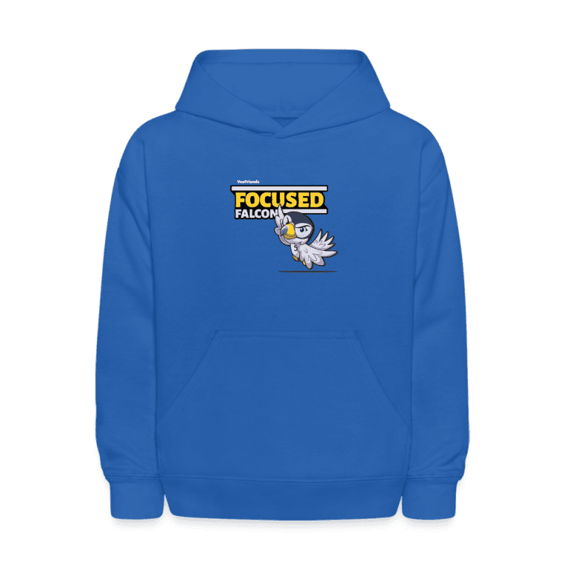 Focused Falcon Character Comfort Kids Hoodie - royal blue