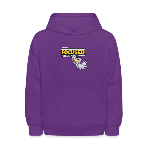 Focused Falcon Character Comfort Kids Hoodie - purple