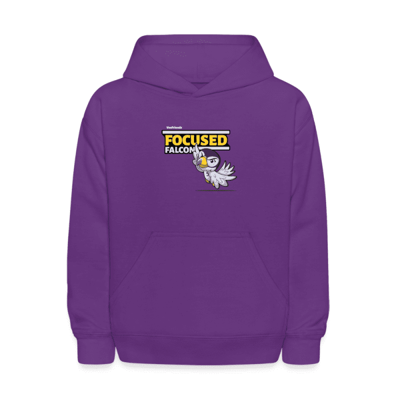 Focused Falcon Character Comfort Kids Hoodie - purple