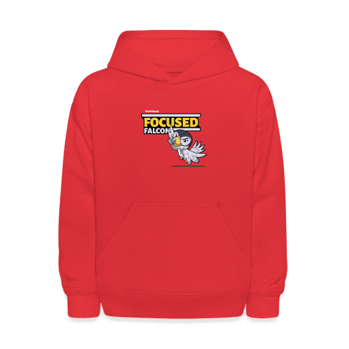 Focused Falcon Character Comfort Kids Hoodie - red