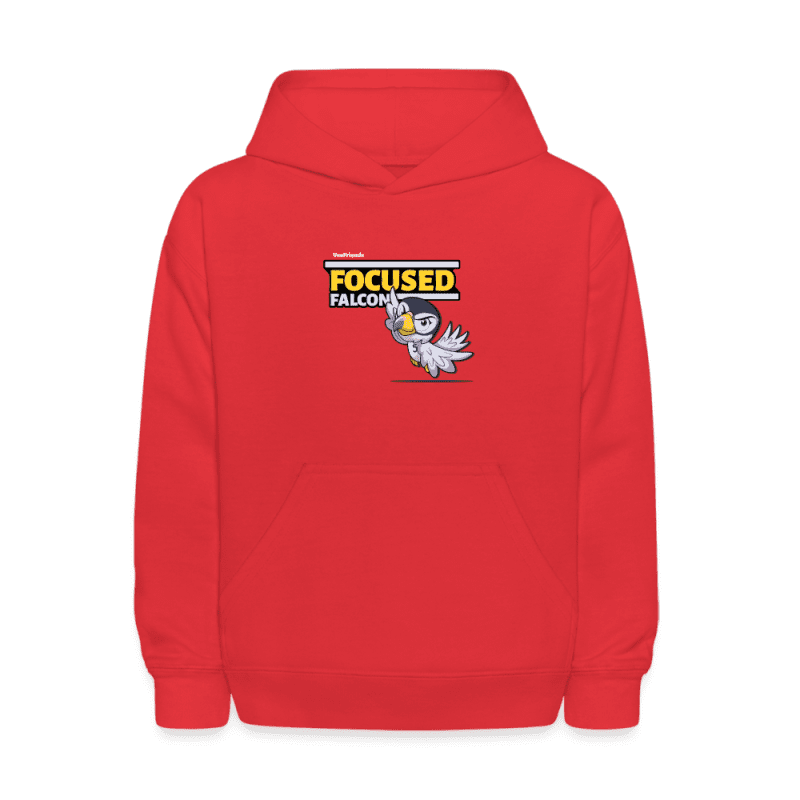 Focused Falcon Character Comfort Kids Hoodie - red