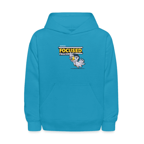 Focused Falcon Character Comfort Kids Hoodie - turquoise