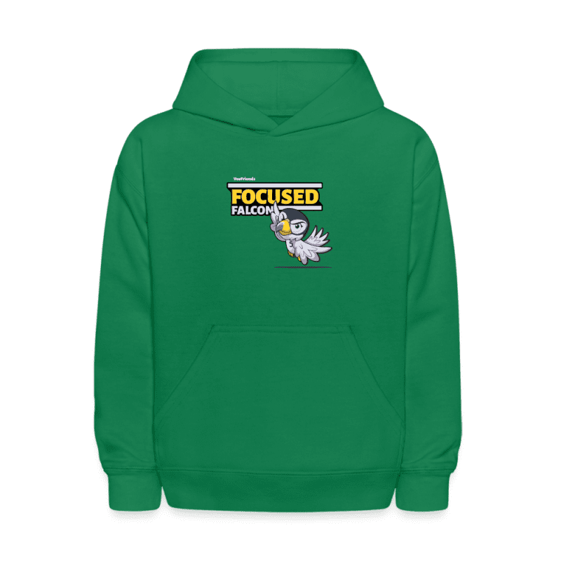 Focused Falcon Character Comfort Kids Hoodie - kelly green