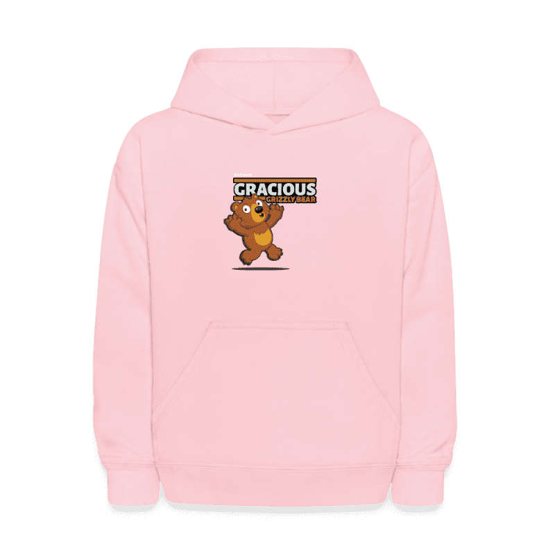 Gracious Grizzly Bear Character Comfort Kids Hoodie - pink